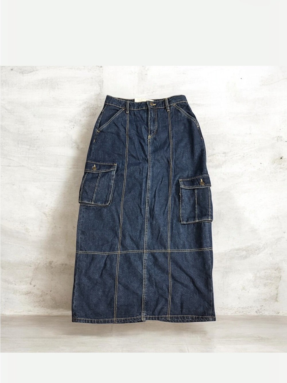 NWT Cotton On Dark Indigo Denim Cargo Maxi Skirt Women’s Size 10
